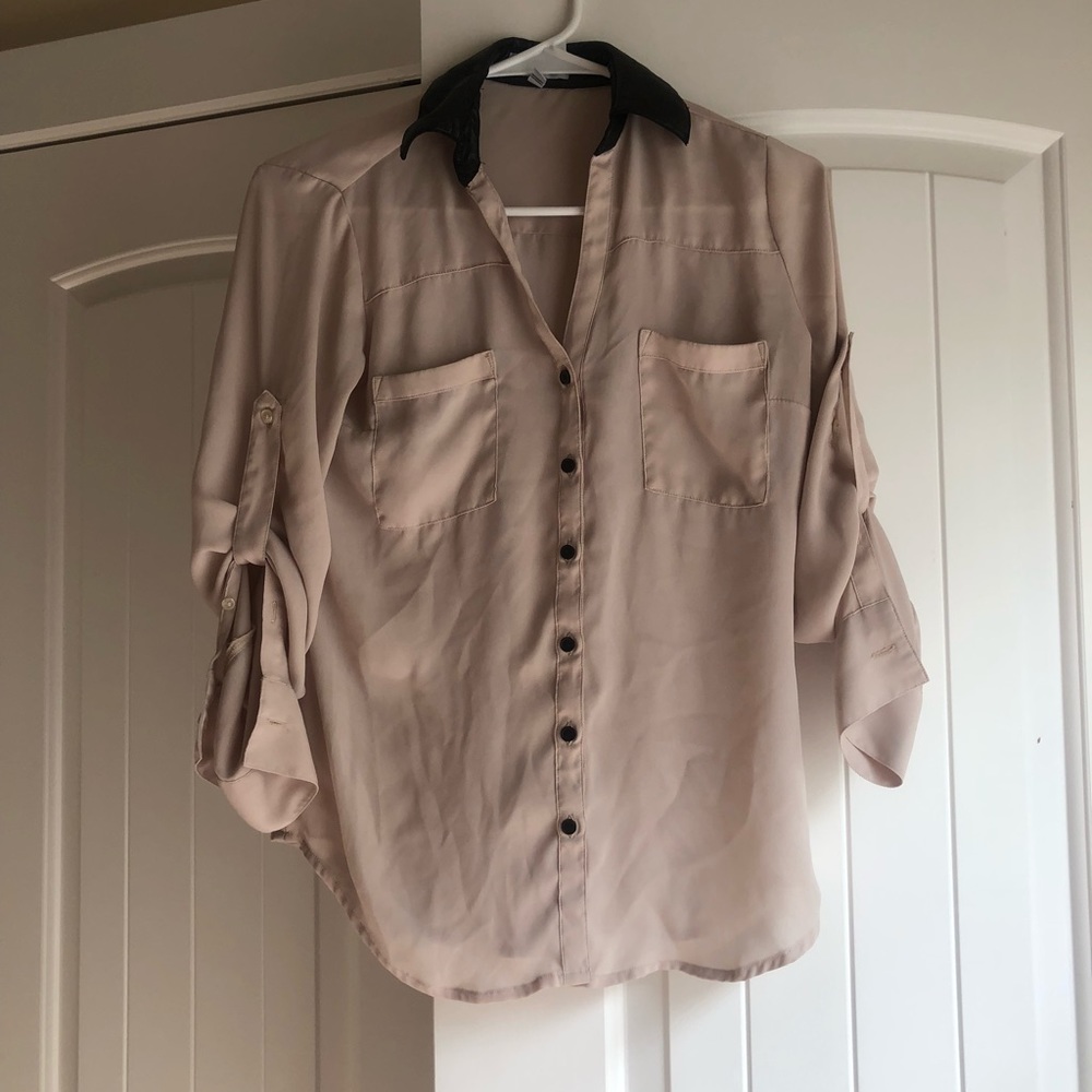 Express Portofino Shirt with Pleather Collar